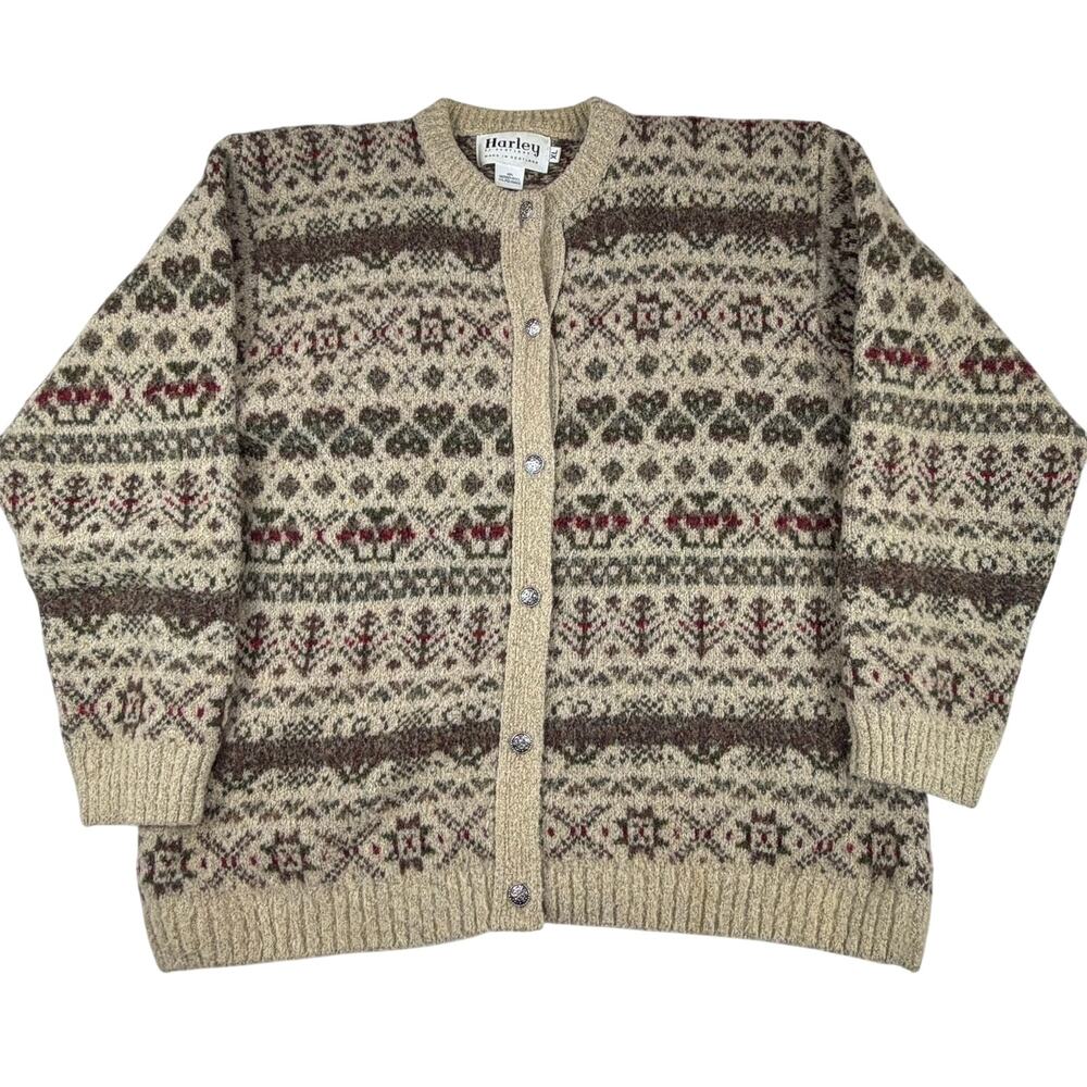Harley of Scotland Fair Isle Cardigan Sweater XL